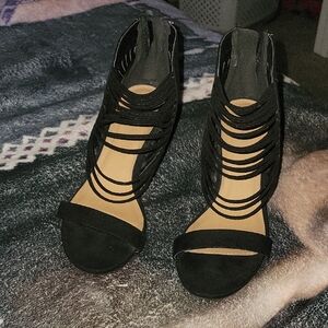 Cupid Black Strappy Heels